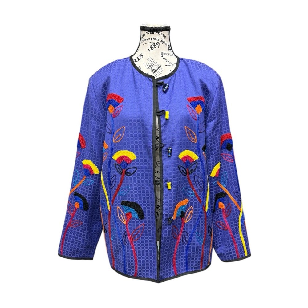 Patchington Blue Embroidered Floral Jacket